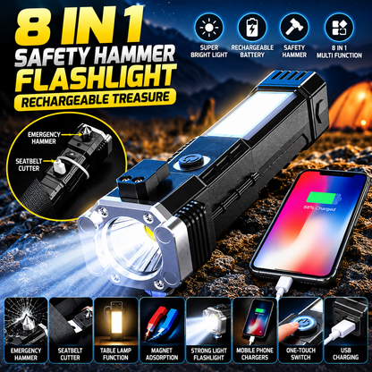 8 in 1 Portable Rechargeable Torch LED Flashlight